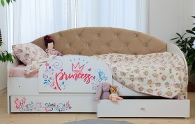Кровать детская Эльза с бортиком Принцесса Белый/Бежевый в Асино - asino.katalogmebeli.com | фото