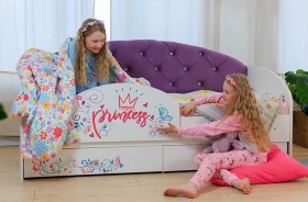 Кровать детская Эльза с бортиком Принцесса Белый/Фиолетовый в Асино - asino.katalogmebeli.com | фото