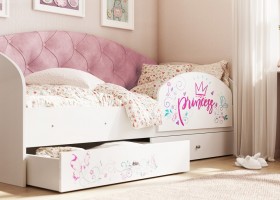 Кровать детская Эльза с бортиком Принцесса Белый/Розовый в Асино - asino.katalogmebeli.com | фото 1