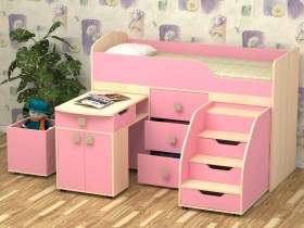 Кровать детская Фея 1.6 Дуб молочный/Розовый в Асино - asino.katalogmebeli.com | фото 1