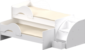 Кровать детская Матрешка выкатная с лестницей Белый в Асино - asino.katalogmebeli.com | фото