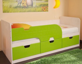 Кровать детская Минима Лего 1,86м с ящиками (дуб атланта/лиловый сад) в Асино - asino.katalogmebeli.com | фото 5