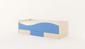 Кровать детская с ящиками Волна (Беленый дуб/Синий) в Асино - asino.katalogmebeli.com | фото 4