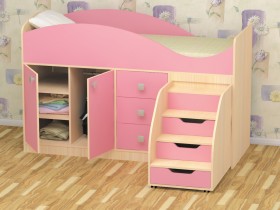 Кровать детская Стрелка 1.8 Дуб молочный/Розовый в Асино - asino.katalogmebeli.com | фото