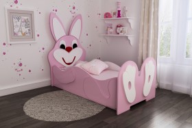 Кровать детская Зайка 1.6 Розовый/Белый в Асино - asino.katalogmebeli.com | фото
