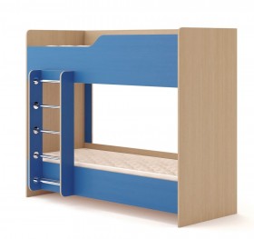 Кровать двухъярусная №2 (Беленый дуб/Синий) в Асино - asino.katalogmebeli.com | фото