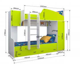 Кровать двухъярусная Юниор-2 Бодего/Голубой в Асино - asino.katalogmebeli.com | фото 2