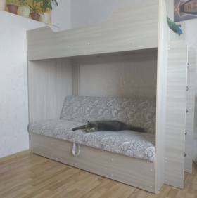 Кровать двухъярусная с диваном (Беленый дуб) в Асино - asino.katalogmebeli.com | фото