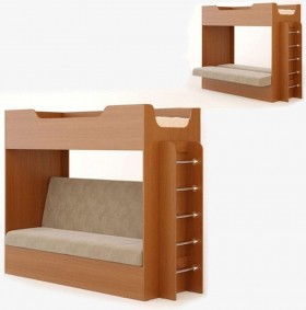 Кровать двухъярусная с диваном (Бук темный) в Асино - asino.katalogmebeli.com | фото