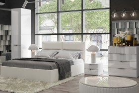 Кровать «Глосс» с мягкой обивкой и подъемным механизмом тип 1 (1400) (Белая) в Асино - asino.katalogmebeli.com | фото 5