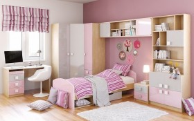 Кровать Грэйси 1650х750 (Розовый/Серый/корпус Клен) в Асино - asino.katalogmebeli.com | фото 5