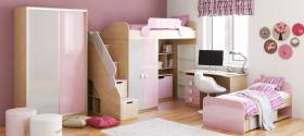 Кровать Грэйси 1650х750 (Розовый/Серый/корпус Клен) в Асино - asino.katalogmebeli.com | фото 7