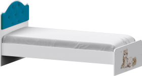 Кровать Каспер с мягкой спинкой и фотопечатью (800х1900)  Белый/Бирюза в Асино - asino.katalogmebeli.com | фото 1