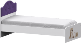 Кровать Каспер с мягкой спинкой и фотопечатью (800х1900)Белый/Фиолетовый в Асино - asino.katalogmebeli.com | фото 1