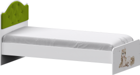 Кровать Каспер с мягкой спинкой и фотопечатью (800х1900)Белый/Лайм в Асино - asino.katalogmebeli.com | фото 1