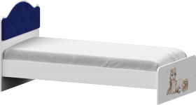 Кровать Каспер с мягкой спинкой и фотопечатью (800х2000)Белый/Синий в Асино - asino.katalogmebeli.com | фото
