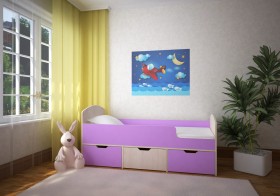Кровать Малыш-мини Дуб молочный/Ирис в Асино - asino.katalogmebeli.com | фото