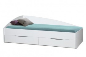 Кровать одинарная "Фея - 3" (асимметричная) (2000х900) New/(белый / белый / ДВПО белый) в Асино - asino.katalogmebeli.com | фото 1