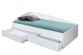 Кровать одинарная "Фея - 3" (асимметричная) (2000х900) New/(белый / белый / ДВПО белый) в Асино - asino.katalogmebeli.com | фото 3