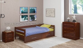 Кровать одинарная ГЛОРИЯ из массива сосны  900*2000 (Орех) в Асино - asino.katalogmebeli.com | фото 1