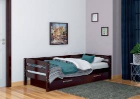 Кровать одинарная ГЛОРИЯ из массива сосны  900*2000 (Орех Тёмный) в Асино - asino.katalogmebeli.com | фото