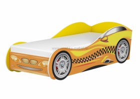 Кровать одноместная  Авто-3-2 (без матраса) с рисунком Такси Желтый в Асино - asino.katalogmebeli.com | фото 1