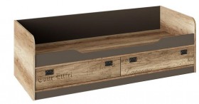 Кровать «Пилигрим» (Дуб Каньон светлый, Фон серый, с ящиками) в Асино - asino.katalogmebeli.com | фото