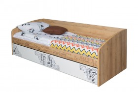 Кровать с 2 ящиками «Оксфорд» (Ривьера/Белый с рисунком) в Асино - asino.katalogmebeli.com | фото 3