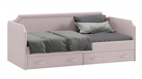Кровать с мягкой обивкой и ящиками «Кантри» Тип 1 (900) (Велюр пудровый) в Асино - asino.katalogmebeli.com | фото