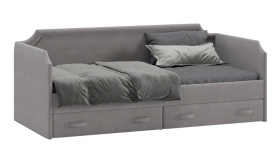 Кровать с мягкой обивкой и ящиками «Кантри» Тип 1 (900) (Велюр Светло-серый) в Асино - asino.katalogmebeli.com | фото