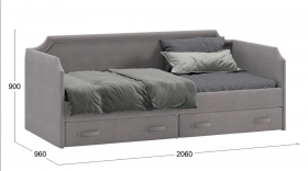 Кровать с мягкой обивкой и ящиками «Кантри» Тип 1 (900) (Велюр Светло-серый) в Асино - asino.katalogmebeli.com | фото 3