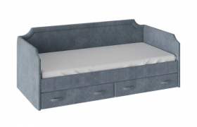 Кровать с мягкой обивкой и ящиками «Кантри» Тип 1 (900) (Замша синяя) в Асино - asino.katalogmebeli.com | фото