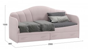 Кровать с мягкой спинкой и ящиками «Сабрина» 900 Пудровый в Асино - asino.katalogmebeli.com | фото 3
