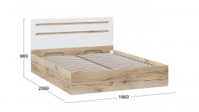 Кровать с подъемным механизмом «Фьюжн» Дуб Делано/Белый глянец в Асино - asino.katalogmebeli.com | фото 2