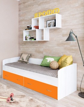 Кровать с выкатными ящиками Винтерберг/Оранжевый в Асино - asino.katalogmebeli.com | фото