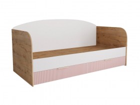 Кровать с ящиками ДКД 2000.1 Лавис (Белый софт/Роза/корпус Дуб бунратти) в Асино - asino.katalogmebeli.com | фото