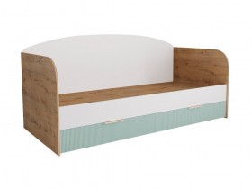 Кровать с ящиками ДКД 2000.1 Лавис (Белый софт/Зеленый софт/корпус Дуб бунратти) в Асино - asino.katalogmebeli.com | фото