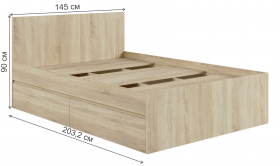 Кровать с ящиками К1.4М Мадера Сонома в Асино - asino.katalogmebeli.com | фото 2