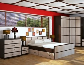 Кровать Сакура с настилом и ящиками 1,4 (Венге/Лоредо) в Асино - asino.katalogmebeli.com | фото 3