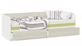 Кровать «Сканди» с 2 ящиками Дуб Гарден/Белый/Зеленый в Асино - asino.katalogmebeli.com | фото 2