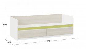 Кровать «Сканди» с 2 ящиками Дуб Гарден/Белый/Зеленый в Асино - asino.katalogmebeli.com | фото 3