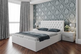 Кровать «Скарлет» с мягким изголовьем (1600) (Белая) в Асино - asino.katalogmebeli.com | фото 2