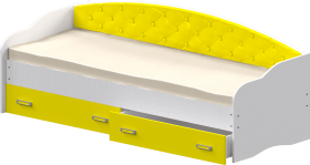 Кровать Софа-7 с мягкой спинкой (800х1900) Белый/Желтый в Асино - asino.katalogmebeli.com | фото 1