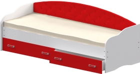 Кровать Софа-7 с мягкой спинкой (800х1900) Белый/Красный в Асино - asino.katalogmebeli.com | фото