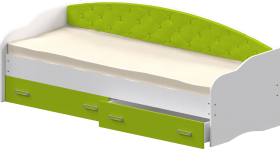 Кровать Софа-7 с мягкой спинкой (800х1900) Белый/Лайм в Асино - asino.katalogmebeli.com | фото