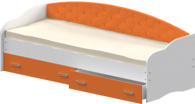 Кровать Софа-7 с мягкой спинкой (800х1900) Белый/Оранжевый в Асино - asino.katalogmebeli.com | фото