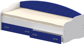 Кровать Софа-7 с мягкой спинкой (800х1900) Белый/Синий в Асино - asino.katalogmebeli.com | фото 1