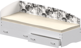 Кровать Софа-9 с мягкой спинкой с рисунком Милана (900х1900) Белый в Асино - asino.katalogmebeli.com | фото 1