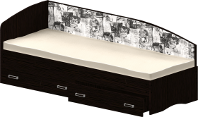 Кровать Софа-9 с мягкой спинкой с рисунком Милана (900х1900) Венге в Асино - asino.katalogmebeli.com | фото