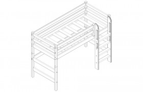Кровать Соня вариант 5 полувысокая с прямой лестницей лаванда в Асино - asino.katalogmebeli.com | фото 2
